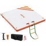 Garvee Inflatable Floating Dock Air Dock Platform with Rope Ladder Non-Slip Surface for Pool Beach Ocean, Multiple Sizes, Orange - Orange