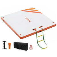 Garvee Inflatable Floating Dock Air Dock Platform with Rope Ladder Non-Slip Surface for Pool Beach Ocean, Multiple Sizes, Orange