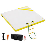 Garvee Inflatable Floating Dock Water Platform with Rope Ladder Non-Slip Surface for Pool Beach Ocean, 6X5 Ft, Yellow - Yellow