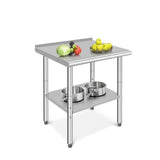 Garvee Stainless Steel Table Adjustable Workbench with Backsplash and Undershelf for Kitchen Restaurant Workshop 24x24x35 Inch Silver - With Tailgate