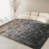 Garvee 8x10 Area Rugs for Living Room, Machine Washable Non-Slip Ombre Vintage Distressed Accent Rug, Ultra-Thin Soft Large Area Rug for Bedroom Dining Room, Brown Multi - Brown & Black