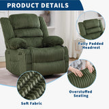Garvee Oversized 360° Swivel Rocking Recliner Chair for Adults, Manual Glider with Wide Deep Seat for Living Room & Nursery - Corduroy Green - Corduroy | Green