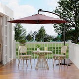Garvee 10FT Cantilever Patio Umbrella with 24 Solar LED Lights – Heavy Duty Offset Outdoor Parasol – Adjustable Tilt, UPF 50+ Fade-Resistant Canopy, Cross Base – Perfect for Deck, Pool, Garden – Claret