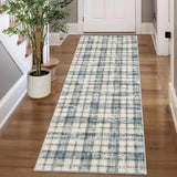 Garvee Washable Runner Rugs 2x6 Rug Runner Modern Non Slip Kitchen Rugs Indoor Entryway Rug Farmhouse Soft Bath Mat Stain Resistant Carpet for Bedroom Hallway Laundry 2'x6' Blue&Beige