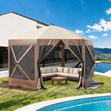 Garvee Pop-Up Screen Gazebo Canopy Tent, 6-Sided Outdoor Screen Shelter - Mosquito Netting, Waterproof UV-Resistant - Includes Carry Bag & Stakes for Patio/Lawn/Backyard, Dark Brown/Light Brown, 1.8m x 1.8m - Dark Brown & Light Brown