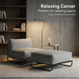 Garvee Modern Aluminum Outdoor Chaise Lounge Chair with Ottoman - All-Weather Olefin Cushions (TPU Coating) - Deep Seat Patio Daybed Sofa - Color: Light Gray - Beige