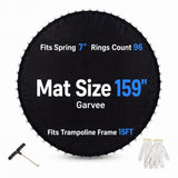 Garvee 159" Mat Diameter 15 FT Trampoline Replacement Jumping Mat, Fits 15 Ft Frame with 96 V-Rings for 7" Springs, Weather-Resistant PP Jumping Pad (13 Lbs, Black)
