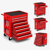Garvee 24 in Rolling Tool Chest Toolbox with Wheels, Large 7-Drawer Metal Tool Storage Cabinet/Tool Cart for Garage & Workshop - Smooth Slide Drawers - Heavy-Duty Steel Build - Color: Red