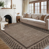 Garvee Modern Bordered Checkered Area Rug 9x12 Washable Non-Shedding Polyester Soft Non-Slip Foldable Living Room Bedroom Office Carpet