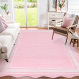 Garvee Washable Rug 8x10 Area Rugs for Living Room Bedroom, Non Slip Low Pile Solid Neutral Soft Carpet, Modern Scalloped Pattern, Faux Wool Floor Mats for Dining Room Home Office, Pink