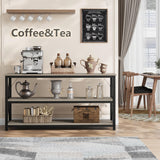 Garvee 3-Tier Industrial Console Table - 55 Inch Long Narrow Entryway Sofa Table with Storage Shelves - Modern Fluted V-Shaped Side Design - Durable for Living Room, Hallway, or Bedroom - V-shaped gray - V-Shaped Retro Color
