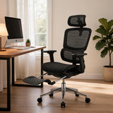 Garvee Ergonomic Office Chair - Fabric Upholstery, Adjustable Height, Reclining Back, Adjustable Armrests, Footrest, Split Back Design, Ideal for Home Office or Computer Desk - Black XL
