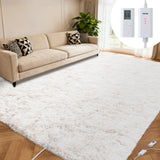 Garvee Heating Floor Mat 8x10 ft, Wireless Heated Rug Gaming Rug with 6 Heat Levels & Auto Off, Soft Plush Heating Carpet Foot Warmer for Living Room Bedroom Office Playroom, White