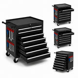 Garvee 24 in Rolling Tool Chest with Wheels, 7-Drawer Lockable Steel Tool Storage Cabinet for Garage & Workshop - Smooth Slide Drawers - Secure Key Lock - Color: Black