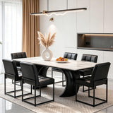 Garvee Dining Chairs Set of 6 Mid-Century Modern PU Leather Upholstered High-Density Foam Cushions Metal Legs 300lbs Capacity Waterproof Easy-Clean for Kitchen & Cafe