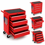 Garvee 24 in Rolling Tool Chest with Wheels - 4-Drawer Locking Metal Tool Storage Cabinet/Tool Cart, Drawer Liners, Mobile Organizer for Garage, Workshop & Auto Repair - Red