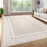 Garvee Machine Washable Area Rug 5x7 Modern Checkered Low Pile Soft Polyester Non-Slip Fade Resistant Versatile Indoor Carpet for Living Room Bedroom