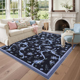 Garvee Washable Floral Area Rug 8'x10' - Non-Slip, Stain-Resistant, Low-Pile Polyester - Foldable, Soft Pearl Velvet - Living Room, Bedroom, Nursery