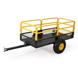 Garvee ATV Trailer Heavy Duty Steel 1600 Lb Capacity 22 Cu.Ft Bed Removable Sides 16" Pneumatic Tires Universal Hitch Garden & Yard Use - Yellow