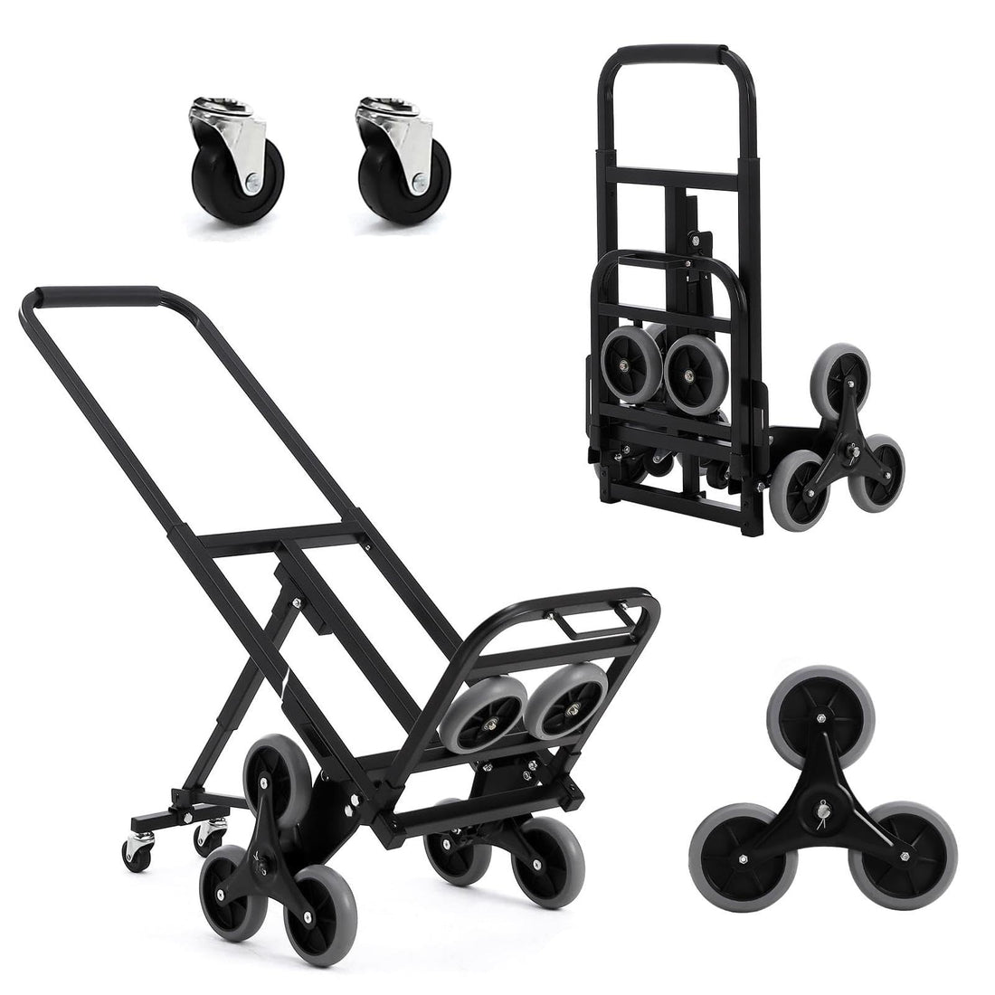 Garvee 330 LBS Stair Climbing Dolly with 10 Wheels, Folding Design, Telescoping Handle, Heavy-Duty Steel, Easy Use, Office & Warehouse Moving