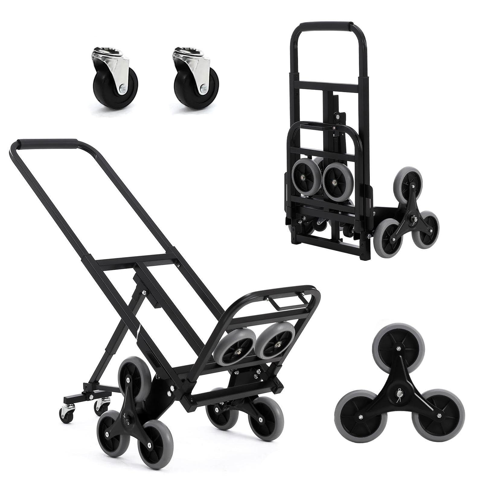 Garvee 330 LBS Stair Climbing Dolly with 10 Wheels, Folding Design, Telescoping Handle, Heavy-Duty Steel, Easy Use, Office & Warehouse Moving