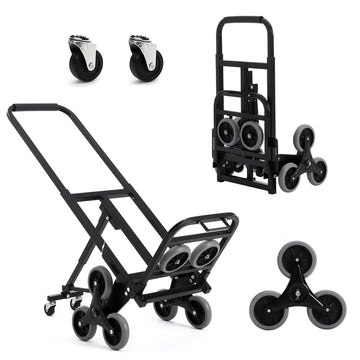 Garvee 330 LBS Stair Climbing Dolly with 10 Wheels, Folding Design, Telescoping Handle, Heavy-Duty Steel, Easy Use, Office & Warehouse Moving