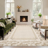 Garvee 8' × 10' Ink-Wash Abstract Area Rug, Beige, Washable Soft Low-Pile with Non-Slip Backing for Living Room, Bedroom & Dining Room