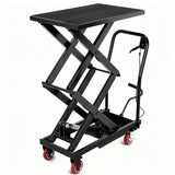 Garvee Hydraulic Lift Table Cart, 330Lbs Capacity 50" Lifting Height, Manual Double Scissor Lift Table, Hydraulic Scissor Cart for Material Handling and Transportation with Locking Wheels and Non-Slip Pad - Black