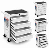 Garvee 24 in Rolling Tool Chest with Wheels - 4-Drawer Locking Metal Tool Storage Cabinet/Tool Cart, Drawer Liners, Mobile Organizer for Garage & Workshop - White - White