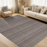 Garvee Modern Striped Washable Area Rug - Low Pile Non-Slip Contemporary Carpet - Soft, Collapsible, Mark Resistant Floor Mat for Living Room, Bedroom, Dining Room - Brown, 8x10ft (244x305cm) - Brown