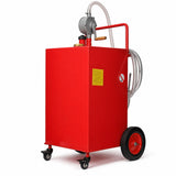 Garvee Portable Fuel Caddy Tank w/ Wheels - 35 Gallon Gas/fuel-injected Transfer & Storage - Manual Hand Pump, 10ft Spill-Proof Hose, Grounding Wire - for Truck/Boat/ATV/Farm/Generator - Yellow, 35 Gallons, 4 Wheels