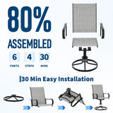 Garvee Set of 2 360° Swivel Rocking Patio Dining Chairs, High-Back Outdoor Armchairs, Breathable Textilene Mesh, Rust-Resistant Metal Frame, Easy-Clean - Light Gray (No Padding) - Grey