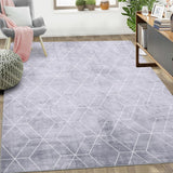Garvee Modern Geometric Rug 9x12 Non-Shedding Low Pile Polyester Fiber Foldable TPR Backing for Living Room Bedroom Office