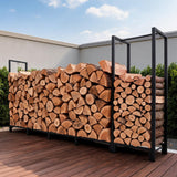 Garvee Heavy Duty Outdoor Firewood Rack Steel Log Holder with Kindling Shelf, 12 Legs & Cross-Braces, Powder-Coated Rust-Resistant, Indoor/Outdoor Patio Use