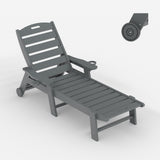 Garvee Oversized HDPE Outdoor Chaise Lounge Chair - 5-Position Adjustable Patio Pool Lounger - Built-In Cup Holder - Weather-Resistant Resin - Green, With Wheels - Green