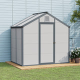 Garvee Weather-Resistant 6x4 ft Resin Outdoor Storage Outdoor Storage Unit - Lockable Double Doors - Sloped Roof Drainage & Ventilation - UV-Protected Garden Tool Outdoor Storage Unit for Backyard Patio Lawn - Gray - Gray