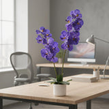 Garvee 31" Artificial Orchid Flowers, Faux Phalaenopsis with White Planter and 14 Bloomings, Realistic Faux Purple Potted for Living Room Bathroom Kitchen Home Office Decor
