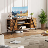 Garvee Modern Wood TV Stand for Living Room - Entertainment Center with Adjustable Open Shelves & U-Shaped Metal Legs - Fits 50-70 Inch TVs - Media Console Table for Bedroom - Warm Oak - 1.2m Orange Jimu