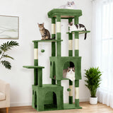 Garvee Extra-Sturdy Cat Tree Tower for Large Indoor Cats & Maine Coons – 61" Multi-Level Modern Cat Furniture with Jumbo Perch, 2 Spacious Condos, Hammock, Durable Sisal Scratching Posts, Play Toys, Extended Platform – Green - Green