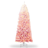 Garvee 7.5ft Pink Gradient Christmas Tree, Pre Lit Fake Christmas Tree with 100 Dual Color LED Lights & 320 Branch Tips, Snow Flocked Xmas  Tree Decoration for Home & Office - Pink Gradient
