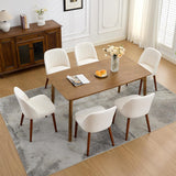 Garvee Set of 6 Mid-Century Modern Fabric Upholstered Dining Chairs with Padded and Solid Wood Legs, Beige