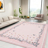 Garvee 10' × 13' Botanical Floral Area Rug, Pink, Washable Soft Low-Pile with Non-Slip Backing for Living Room, Bedroom & Dining Room