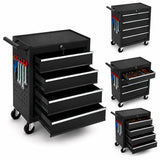 Garvee 24 in Rolling Tool Chest with Wheels - 4-Drawer Locking Metal Tool Storage Cabinet/Tool Cart, Drawer Liners, Mobile Organizer for Garage & Workshop - Black