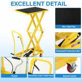 Garvee 770 lb Hydraulic Lift Table Cart, Double Scissor Lift Platform - 11.8-51 in Height Range - Non-Slip Deck, Foot-Pedal Pump, Locking Casters - Yellow (All Yellow Handle + Black Pad) - Yellow New (All Yellow + Yellow Handle + Black Anti-Slip Pad)