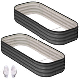Garvee Galvanized Raised Garden Bed Kit - Large 4x2x1 FT Metal Planter Boxes, Rectangle Design, Anti-Rust, Safe Rounded Corners, Open Bottom, Includes Gloves & Rubber Edge Trim - Ideal for Vegetables, Flowers, Herbs - Dark Gray, 2-piece set for US market