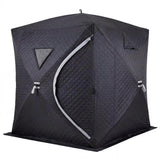 Garvee Ice Fishing Shelter Pop-Up 180x180x200cm Quick Setup & Insulated 210D Oxford Shell Wind-Stable Anchoring Solo Angler Cold Weather - Black