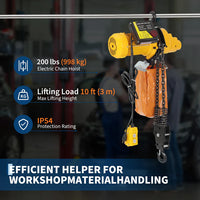 Garvee Powerful Electric Chain Hoist - 2200 lbs Capacity, 15ft Lift Height, 110V Single Phase, Grade 100 Double Chain, 360° Rotatable Hooks, Wired Remote - Ideal for Garage, Shop, Home - 0.5T Line Control, Add Sling, 15ft Lifting Height