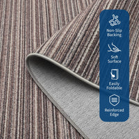 Garvee Modern Striped Washable Area Rug - Low Pile Non-Slip Contemporary Carpet - Soft, Collapsible, Mark Resistant Floor Mat for Living Room, Bedroom, Dining Room, Nursery - Brown, 9x12ft (274x366cm)