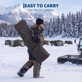 Garvee 4-6 Person Ice Fishing Tent – 240x240x190cm, One-Press Pop-Up with 11mm Fiberglass Poles, Quilted Cotton Insulated & Windproof PA-Coated 210D Oxford Shell – Black - Black