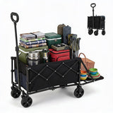 Garvee Collapsible Folding Garden Utility Cart Heavy-Duty Steel Frame 600D Oxford Fabric Weather-Resistant Canopy Telescopic Handle Outdoor Camping